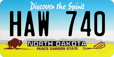 ND license plate HAW740