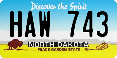 ND license plate HAW743