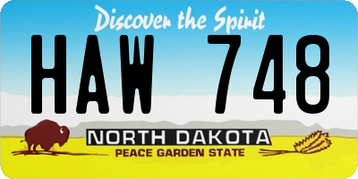 ND license plate HAW748