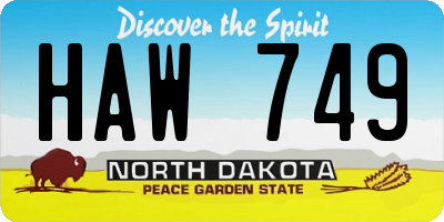 ND license plate HAW749