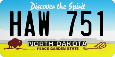 ND license plate HAW751