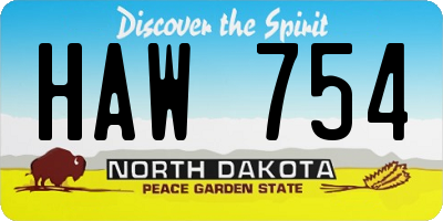 ND license plate HAW754