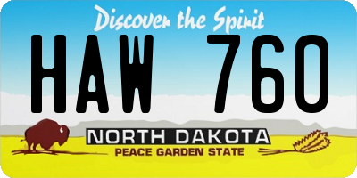 ND license plate HAW760