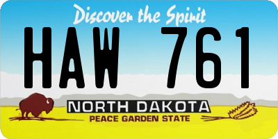 ND license plate HAW761