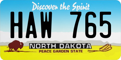 ND license plate HAW765