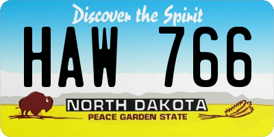 ND license plate HAW766