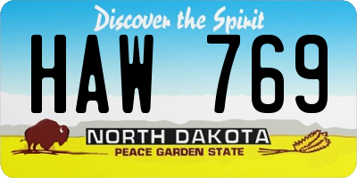 ND license plate HAW769