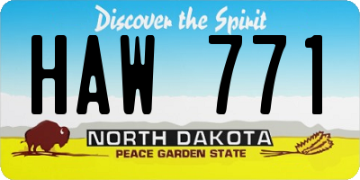 ND license plate HAW771