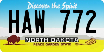 ND license plate HAW772