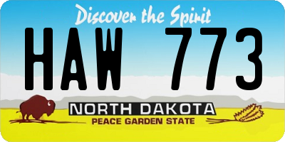 ND license plate HAW773