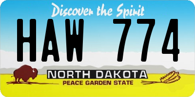 ND license plate HAW774