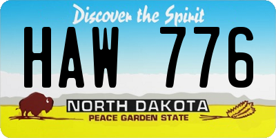 ND license plate HAW776