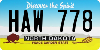 ND license plate HAW778