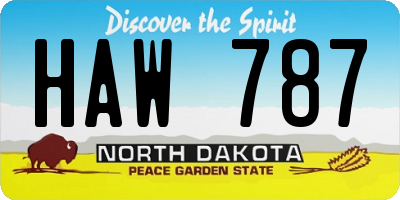 ND license plate HAW787