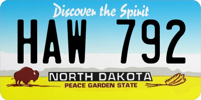 ND license plate HAW792