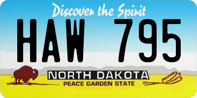 ND license plate HAW795