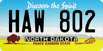 ND license plate HAW802
