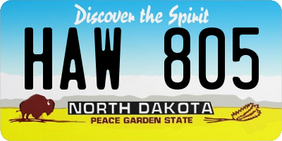 ND license plate HAW805