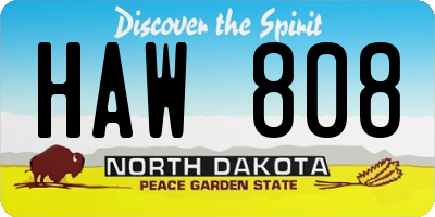 ND license plate HAW808