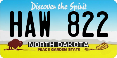 ND license plate HAW822