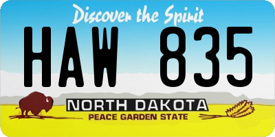 ND license plate HAW835