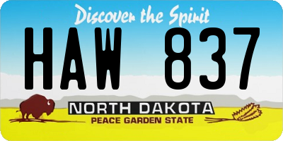 ND license plate HAW837