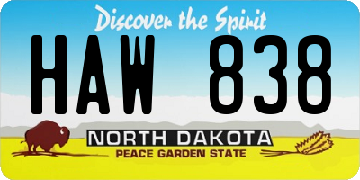 ND license plate HAW838