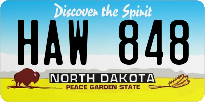 ND license plate HAW848