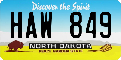 ND license plate HAW849