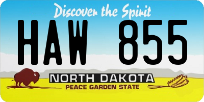 ND license plate HAW855