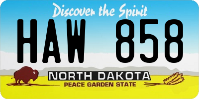 ND license plate HAW858