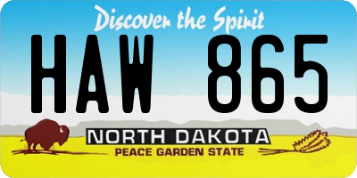 ND license plate HAW865
