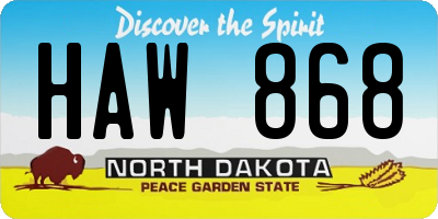 ND license plate HAW868