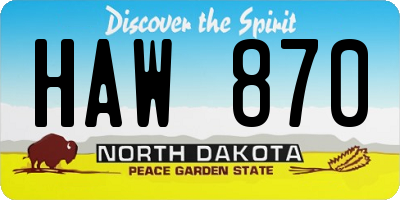 ND license plate HAW870