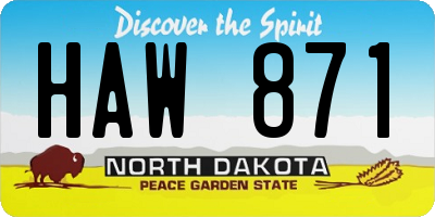 ND license plate HAW871