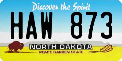 ND license plate HAW873