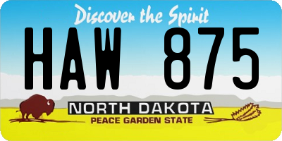 ND license plate HAW875