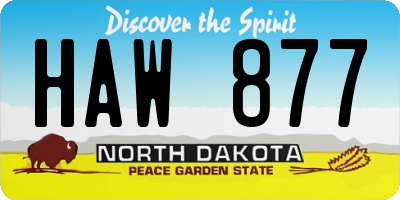 ND license plate HAW877