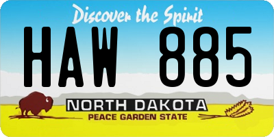 ND license plate HAW885