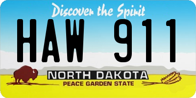 ND license plate HAW911