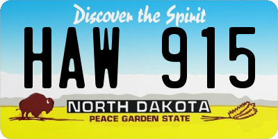 ND license plate HAW915