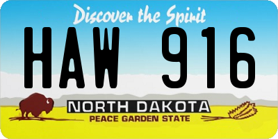 ND license plate HAW916