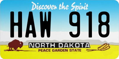 ND license plate HAW918