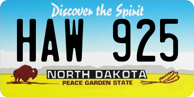 ND license plate HAW925