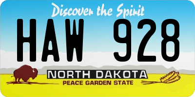 ND license plate HAW928
