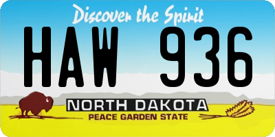 ND license plate HAW936