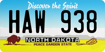 ND license plate HAW938