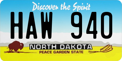 ND license plate HAW940