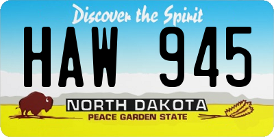 ND license plate HAW945