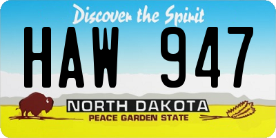 ND license plate HAW947